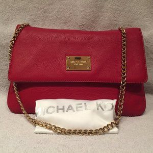 EUC Michael Kors Clutch w/Chain Strap, Red, 7x10"